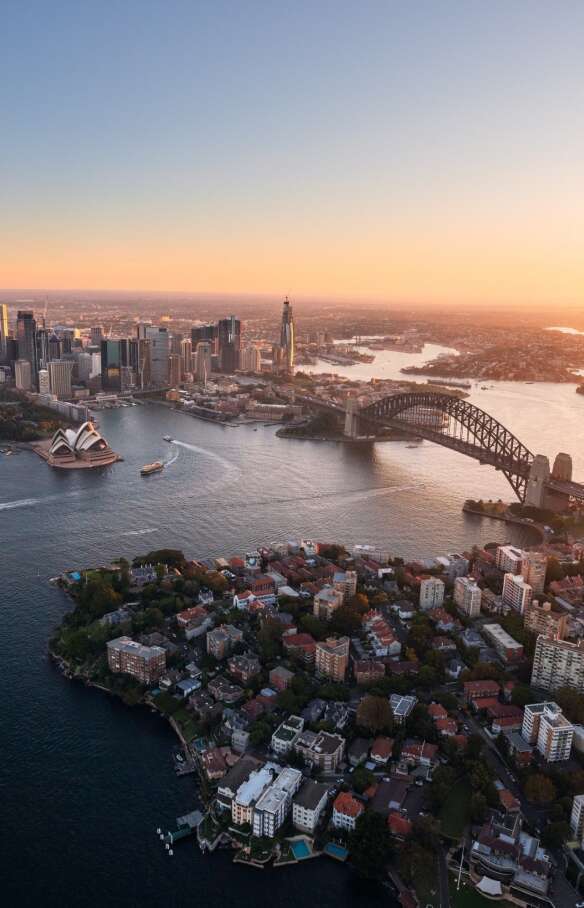 Aerial of Sydney Harbour, Sydney, New South Wales © Tourism Australia