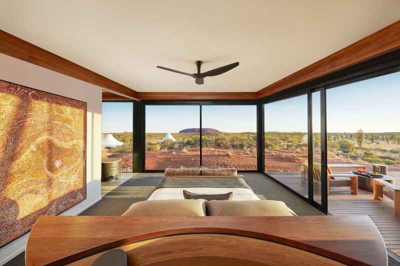 Dune Pavilion Bedroom, Longitude 131, Uluru-Kata Tjuta National Park, Northern Territory © George Apostolidis