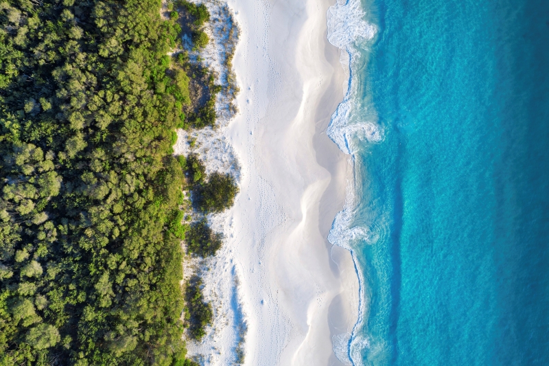 Aerial view of Hyams Beach, Jervis Bay, New South Wales © Destination NSW