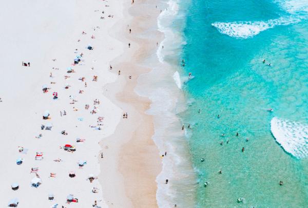 Aerial view of swimmers at Tallebudgera Creek, Gold Coast, Queensland © Tourism and Events Queensland