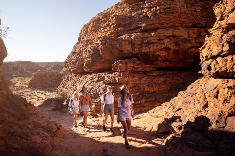 Group of women on the Kings Canyon Rim Walk, Kings Canyon, Northern Territory © Tourism NT/Tourism Australia