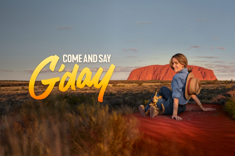 Rose Byrne and Ruby, Come and Say G’day global campaign, 2022 © Tourism Australia