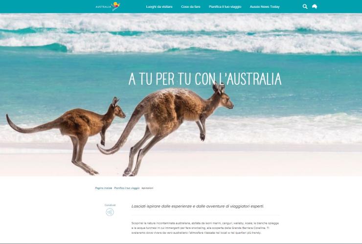 Australia.com Italy, Screenshot - Copyright © Tourism Australia