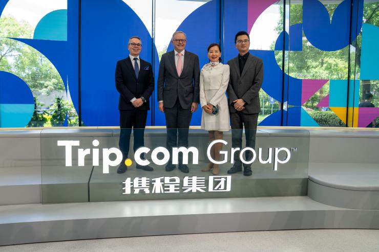 Australian Prime Minister Anthony Albanese at Trip.com headquarters in Shanghai. Australian Prime Minister Anthony Albanese at Trip.com headquarters in Shanghai.