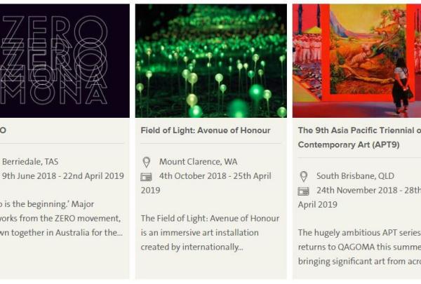 Digital events calendar for Australia.com © Tourism Australia