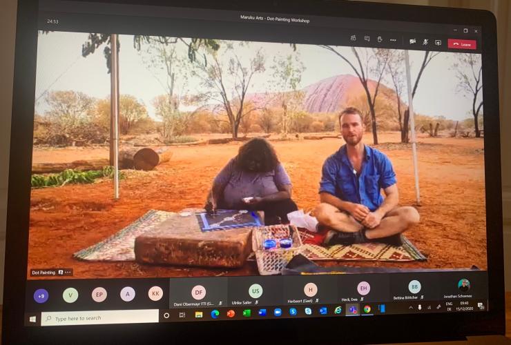 Maruku Arts video call demonstration © Tourism Australia Maruku Arts video call demonstration © Tourism Australia