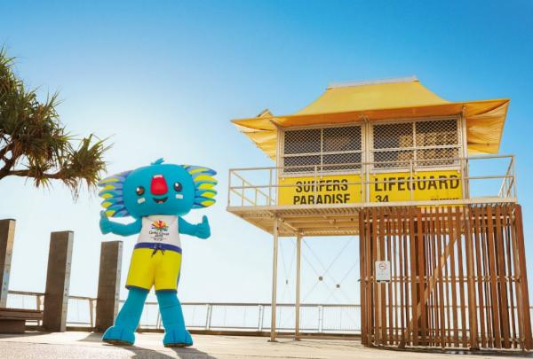 Borobi, the mascot of the Gold Coast 2018 Commonwealth Games, on the Gold Coast, Queensland © Tourism Australia